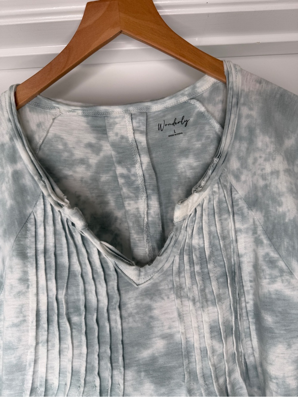 Wonderly Women’s Tie-Dye Pintuck Short Sleeve Top, Sz.L - Picture 5 of 13